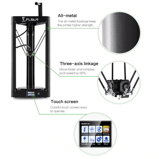 Flsun 3D Printer - QQ S PRO De 3D Printer - Auto-Level 3D Printer - 3D Printer TFT 32bits - Delta Kossel Auto-Level Upgraded Resume - High-speed 3D Printer