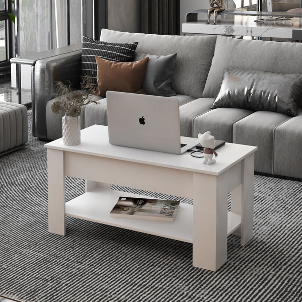 Coffee Table with Hidden Compartment and Storage Shelf, Rising Tabletop for Living Room Reception Room - Lift Top Coffee Table with Storage - Work Surface Table