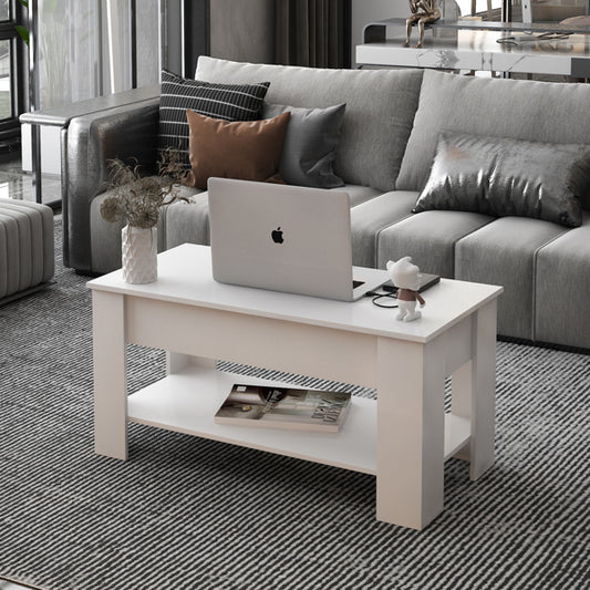 Coffee Table with Hidden Compartment and Storage Shelf, Rising Tabletop for Living Room Reception Room - Lift Top Coffee Table with Storage - Work Surface Table