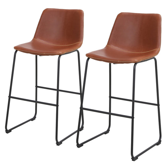 Bronze Wrought Iron Bar Stool 2pcs- Iron bar Stools with Leather Seats - Bar Stool Chairs