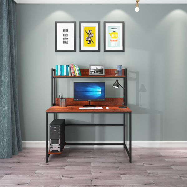 47inches Home Office Computer Desk with Storage Shelf - Upper Storage Shelves for Study Writing/Workstation - Study Writing Desk