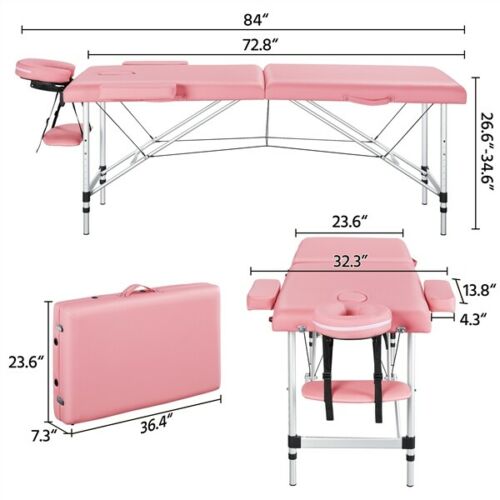 84 Inch Professional Massage Table - Portable Beauty Salon Bed - Beauty Tattoo Massage Bed - Adjustable Massage Bed