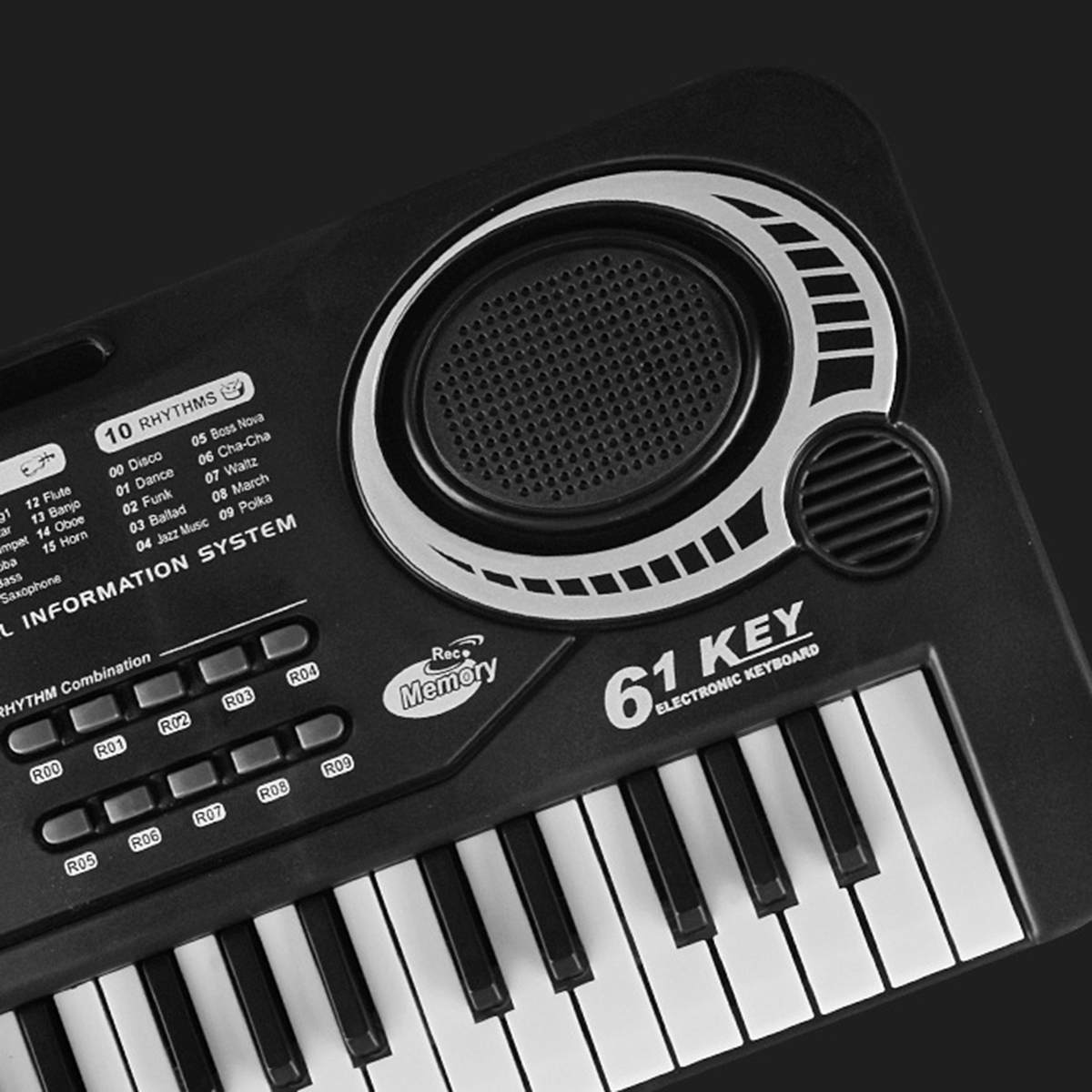 61-Key USB/US/EU Plug Electric Digital Key Board Piano With Keyboard & Microphone Musical Instruments Kids Toy Gift Black