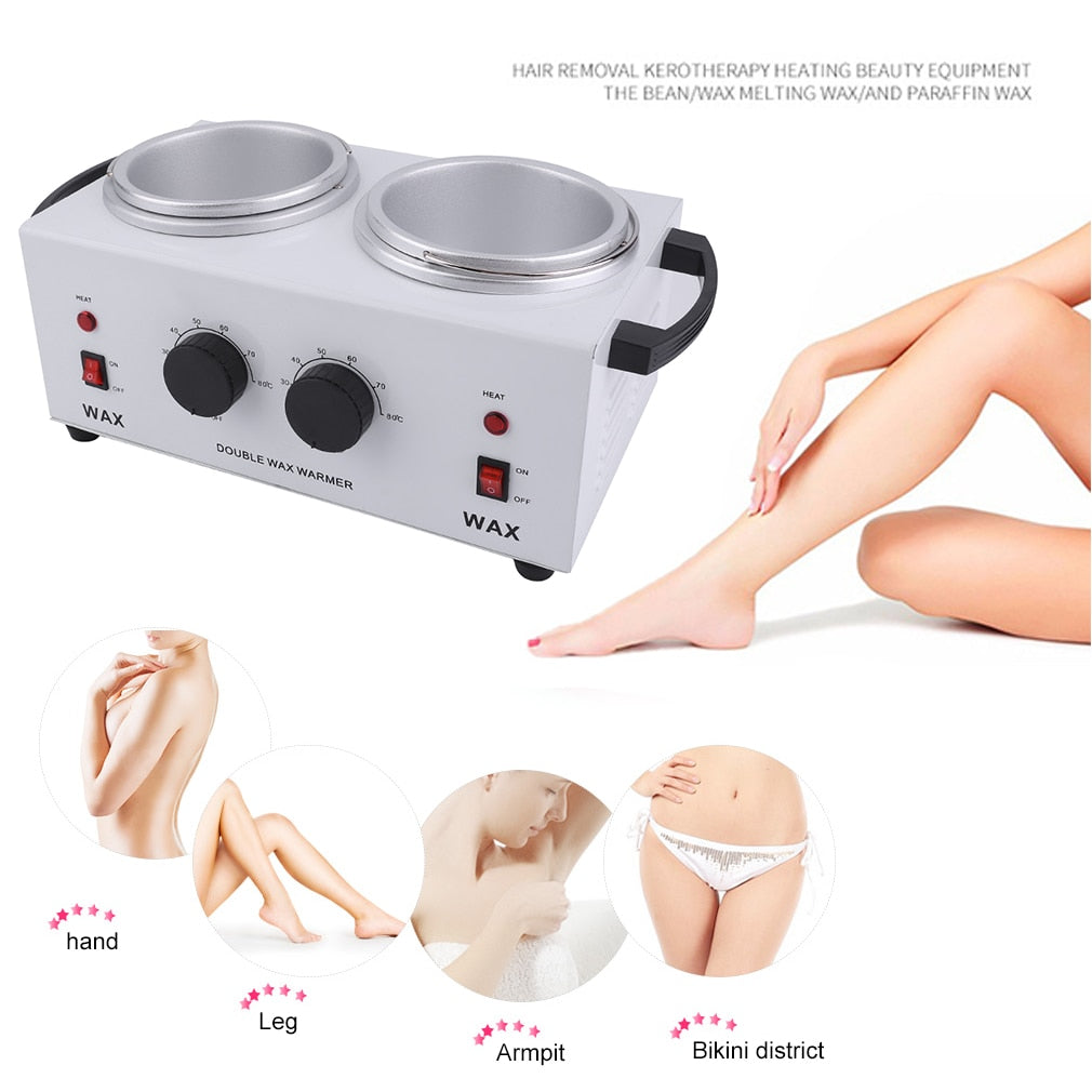 Double Pot Wax Heater - Electric Hair Removal Tool - Wax Machine Hands Feet Paraffin - Wax Therapy - Depilatory Salon Beauty Tool