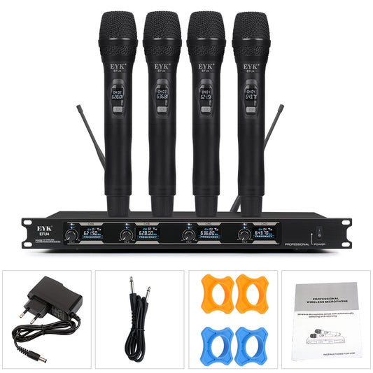 EYK Wireless Microphone System Set - EYK 4CH UHF Wireless Microphone Set- EYK 4CH Microphone System - 4CH Wireless Microphone System